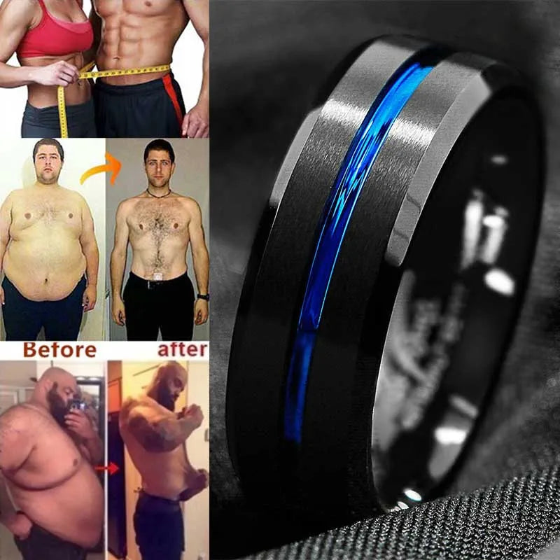 1PC Magnetic Therapy Lose Weight Rainbow Ring Titanium Steel RingSlim Ring Men Women Health Care Jewelry
