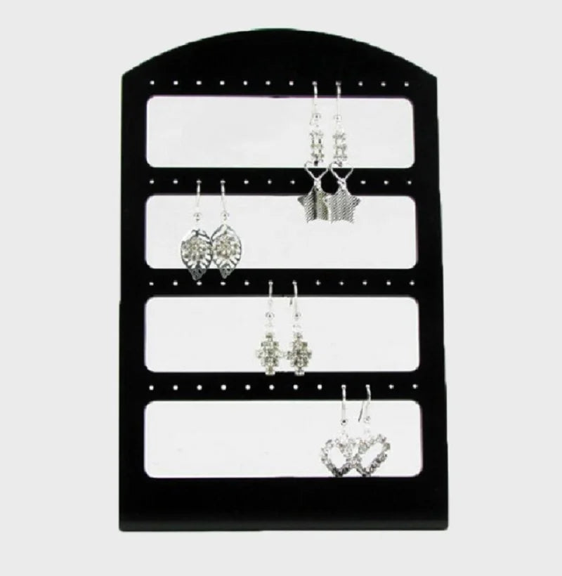 Simple 48 Holes Jewelry Organizer Stand Black Plastic Earring Holder Pesentoir Fashion Earrings Display Rack Etagere For Sale