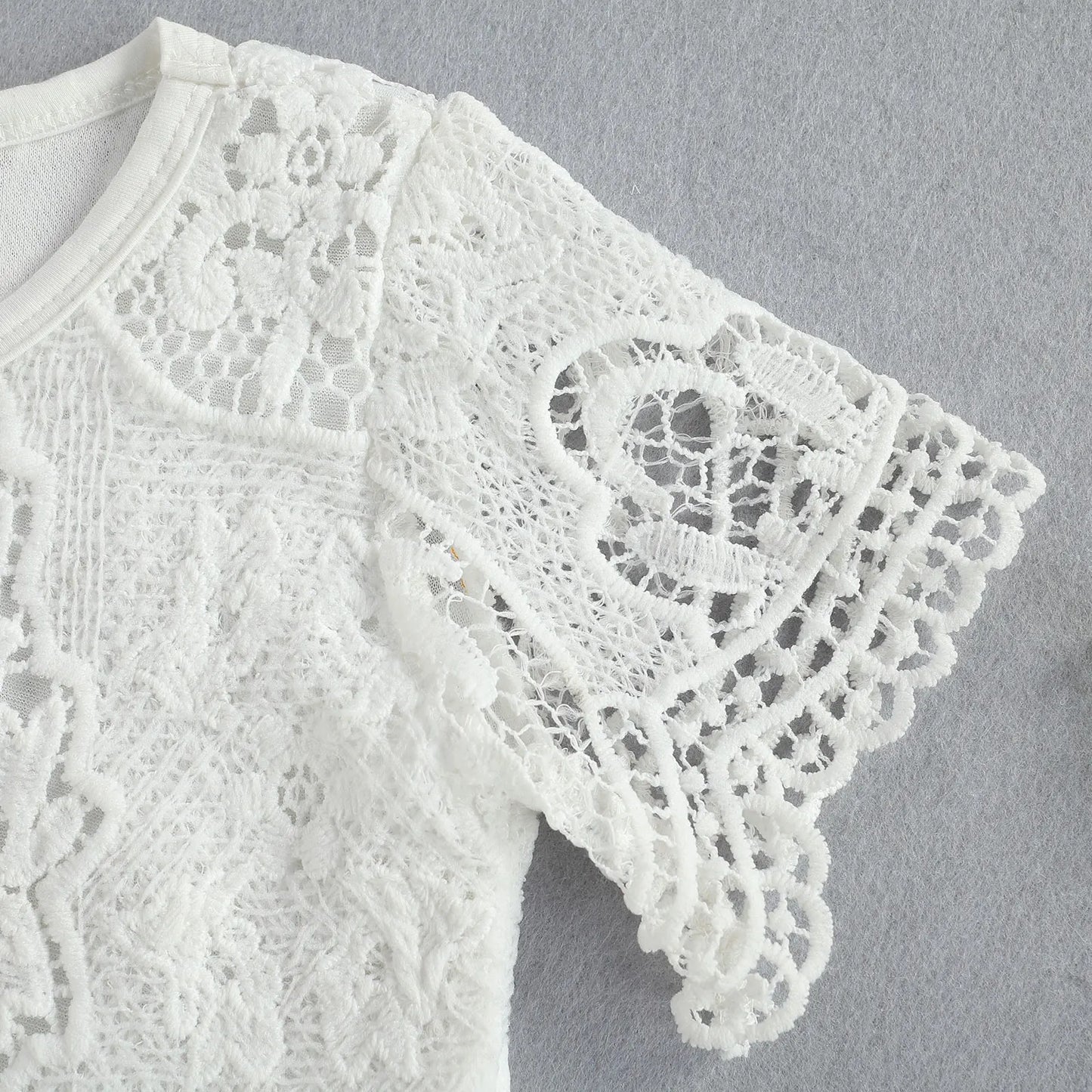 Fashion Infant Newborn Baby Girls Summer Clothes Sets White Lace Flowers Bodysuits Top + Elastic Denim Shorts 2PCs Outfits