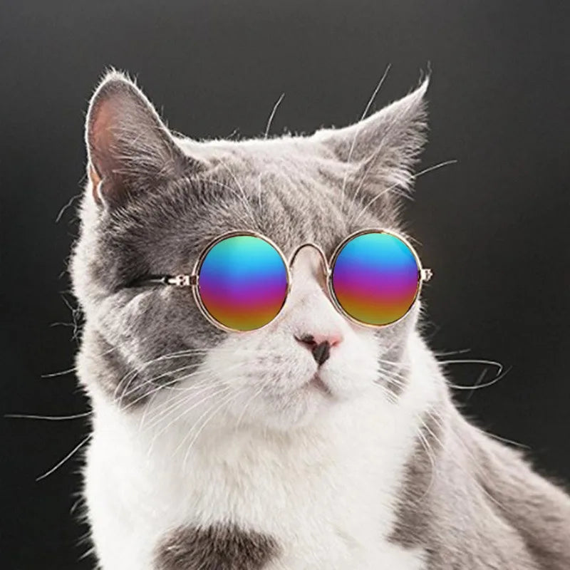 Dog Sunglasses Cat Pet Products Lovely Vintage Round Reflection Eye Wear Glasses For Small Dog Cat Pet Photos Props Accessories