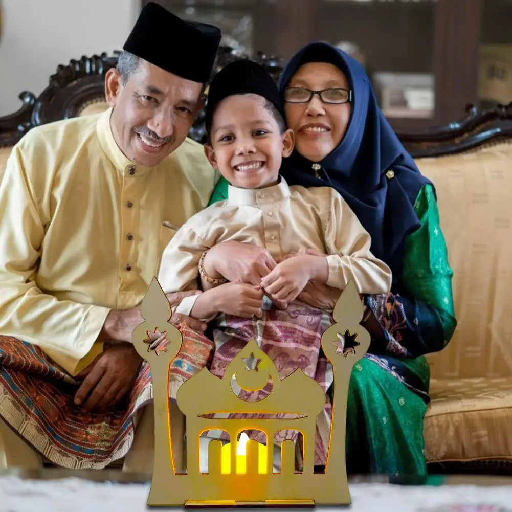 Eid Mubarak Decorations Muslim Wooden DIY LED Lamp For Home Decor Desktop Decoration Ornaments Muslim Ramadan Decoration