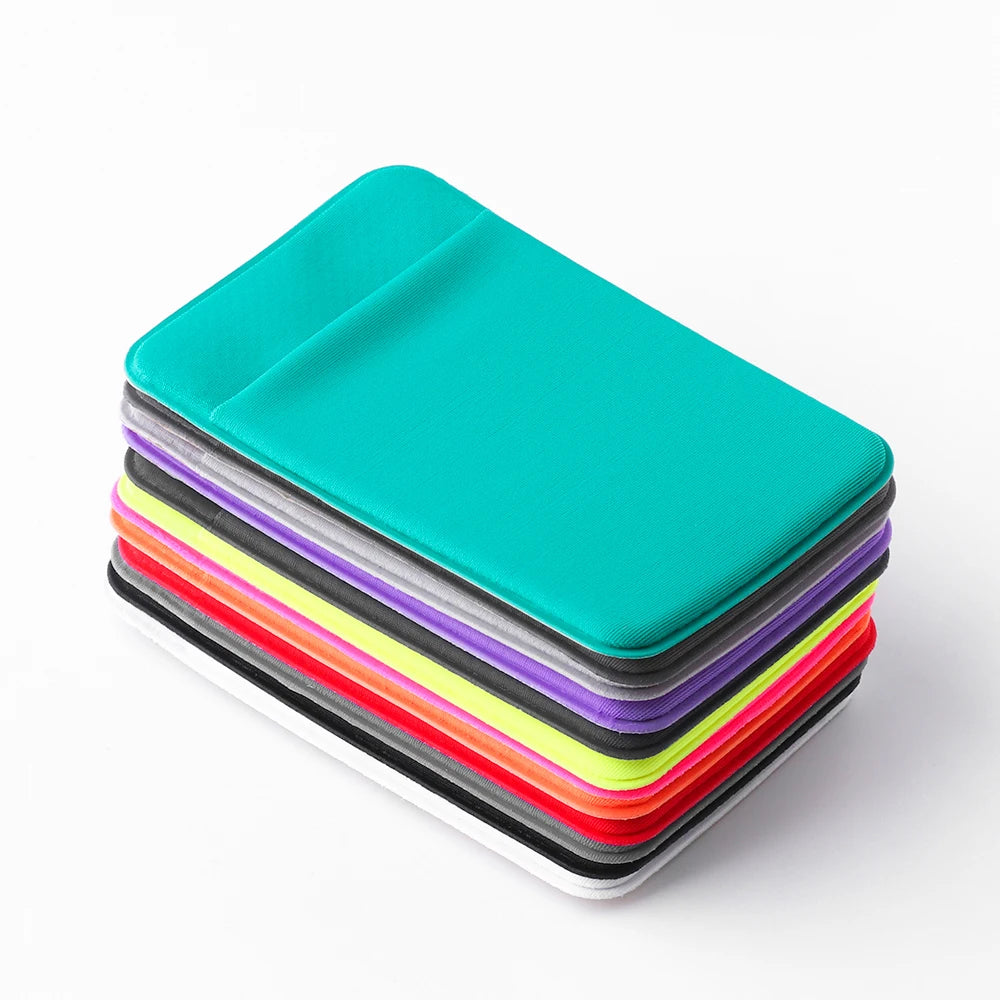 1PC Fashion Elastic Cell Phone Card Holder Mobile Phone Wallet Case Credit ID Card Holder Adhesive Sticker Pocket