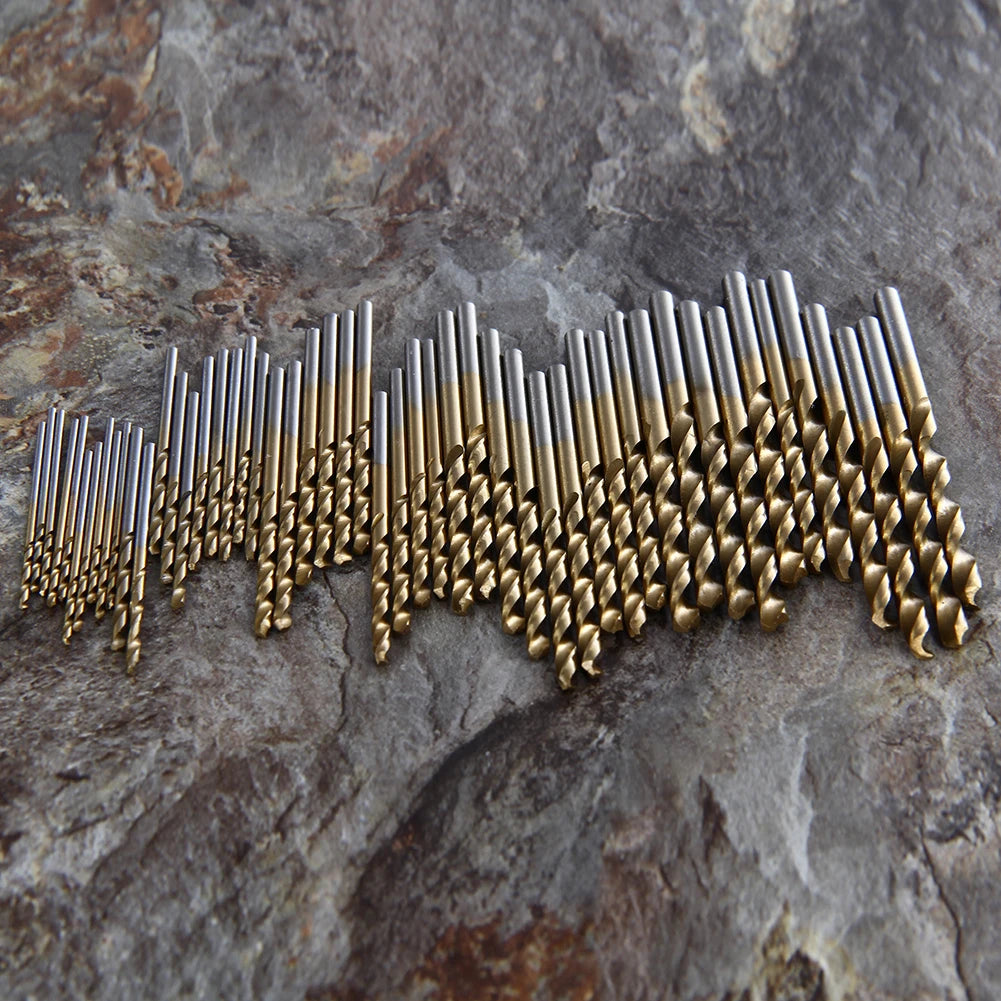 50/100Pcs Titanium Coated HSS High Speed Steel Drill Bit Set Metal Hole Grooving Drill Saw Carpenter Woodworking Tools brocas