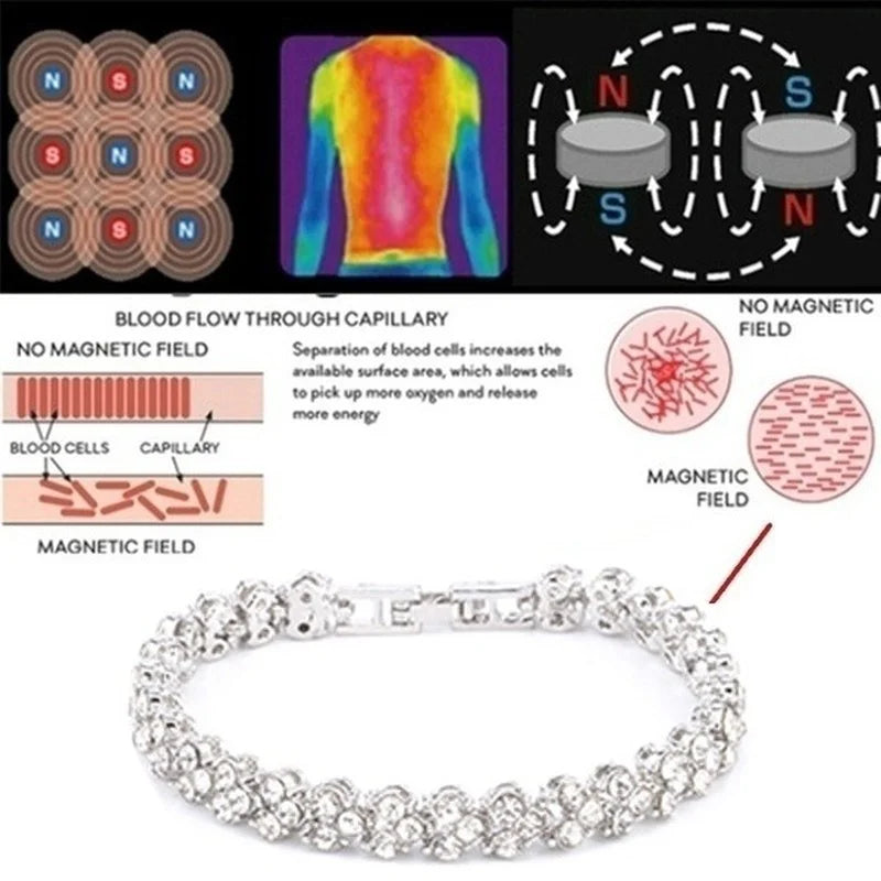 New Fashion Women's Crystal Diamond Bracelet Gold and Silver Rose Gold Bracelet Weight Loss Magnetic Therapy Bracelet