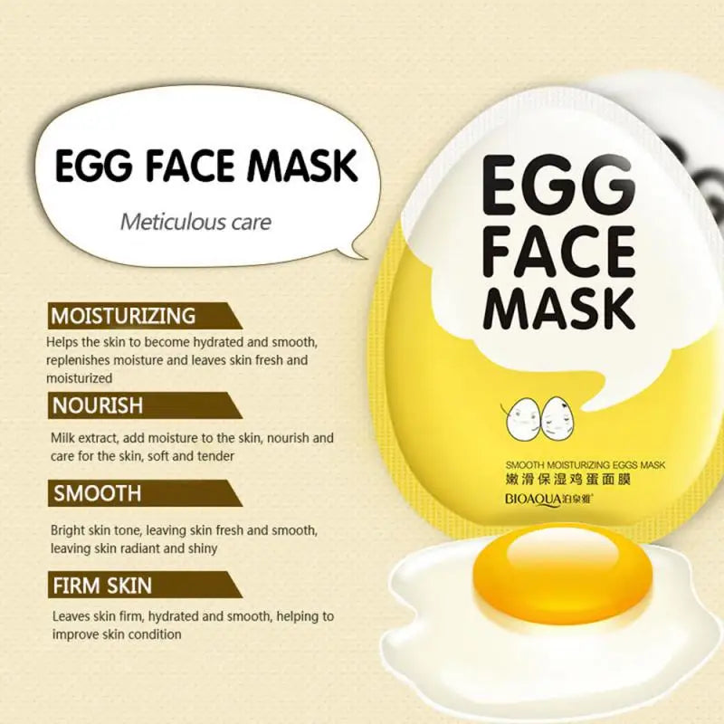 BIOAQUA Egg Facial Mask Smooth Moisturizing Face Mask Oil Control Shrink Pores Whitening Brighten Wrapped Mask Skin Care