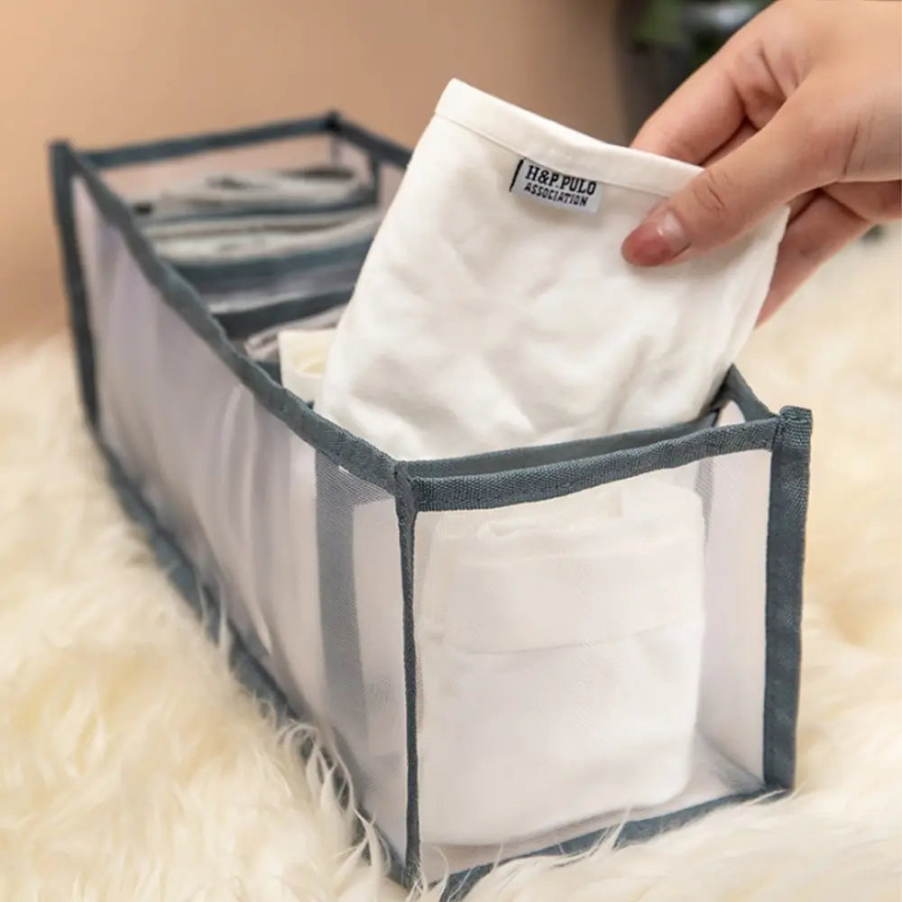 Dormitory closet organizer for socks home separated underwear storage box 7 grids bra organizer foldable drawer organizer