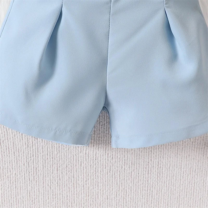 Pudcoco Little Kids Baby Girl Summer Clothes Solid Color Sleeveless Front Bow Cami Tops with Shorts 2 Pcs Outfit 18M-6T