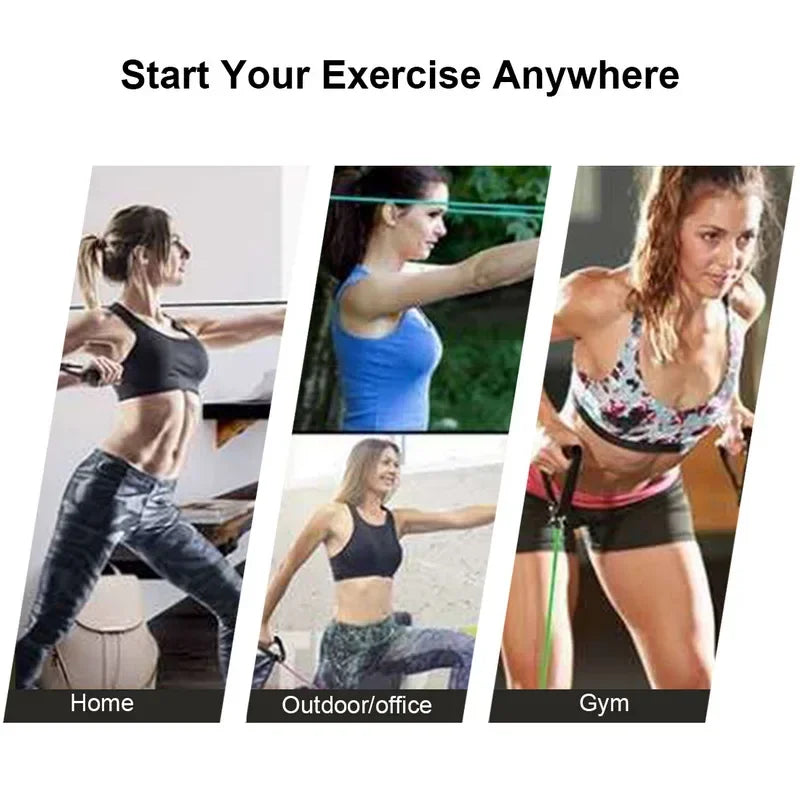 5 Levels Elastic Band Yoga Pull Rope Elastic Gym Fitness Exercise Tube Band With Handles For Home Workouts Strength Training
