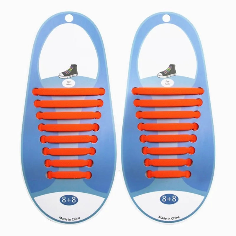 16pcs/lot Shoes Accessories Elastic Silicone Shoelaces Elastic Shoelace Creative Lazy Silicone Laces No Tie Rubber Lace