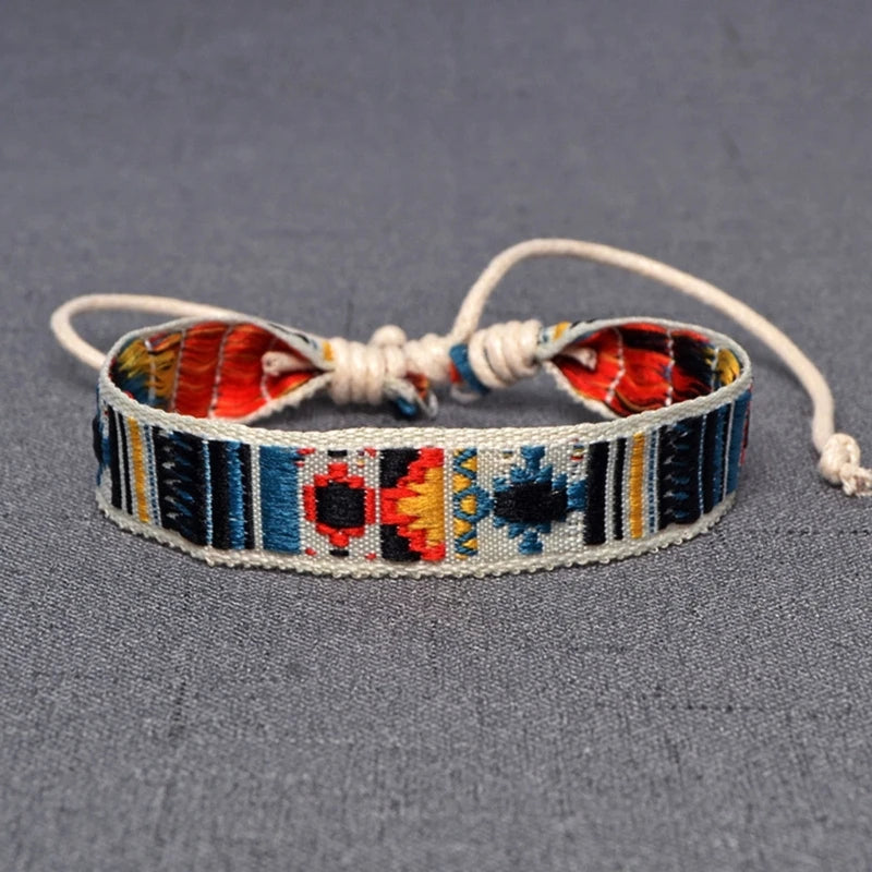 Handmade Strawberry Flower Embroidered Bracelet Jewelry Friendship Wrap Bracelet