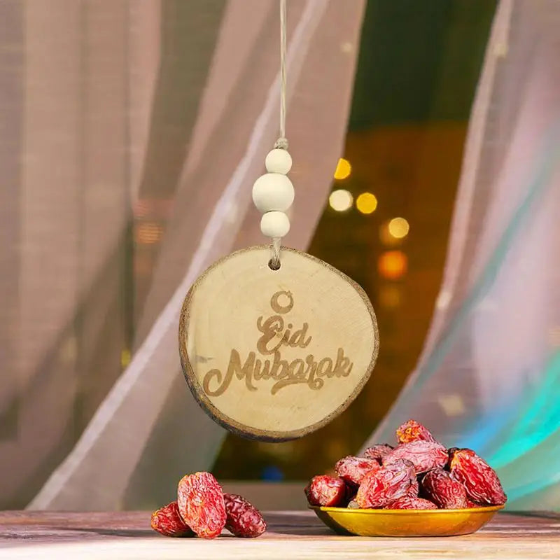 EID Mubaraks Wooden Ornaments Hollow Star Moon Hang Pendants Ramadans Decoration For Home Islamic Muslims Party Eid Decor
