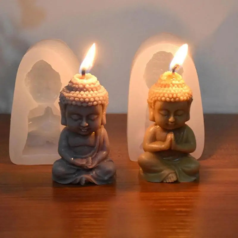 DIY Buddha Candle Silicone Mold 3D Buddha Gypsum Soap Cement Resin Mold Festival Gift Making Church Candle Production Supplies