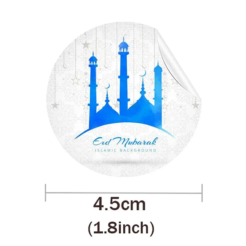 Eid Mubarak Stickers Box Lable Gift Cake Sticker Decoration Ramadan Mubarak Kareem Party Eid al-fitr Islam Muslim Festival Decor