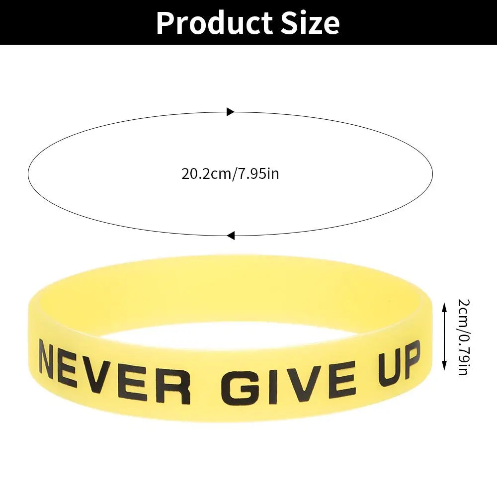 Never Give Up Luminous Rubber Bracelet Men Women Friendship Silicone Wristband Teens Motivational Sport Cuff Bangle Gifts
