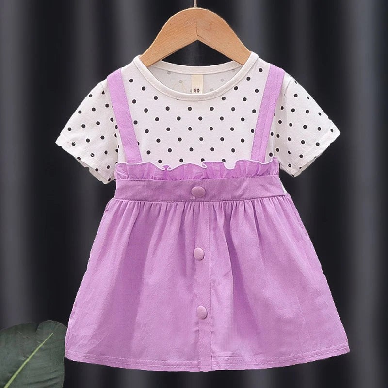 Summer Kid Girl Dress Lace Doll Collar Princess Dress Children Clothes Baby Girl Birthday Costume Toddler Party Dress A1027