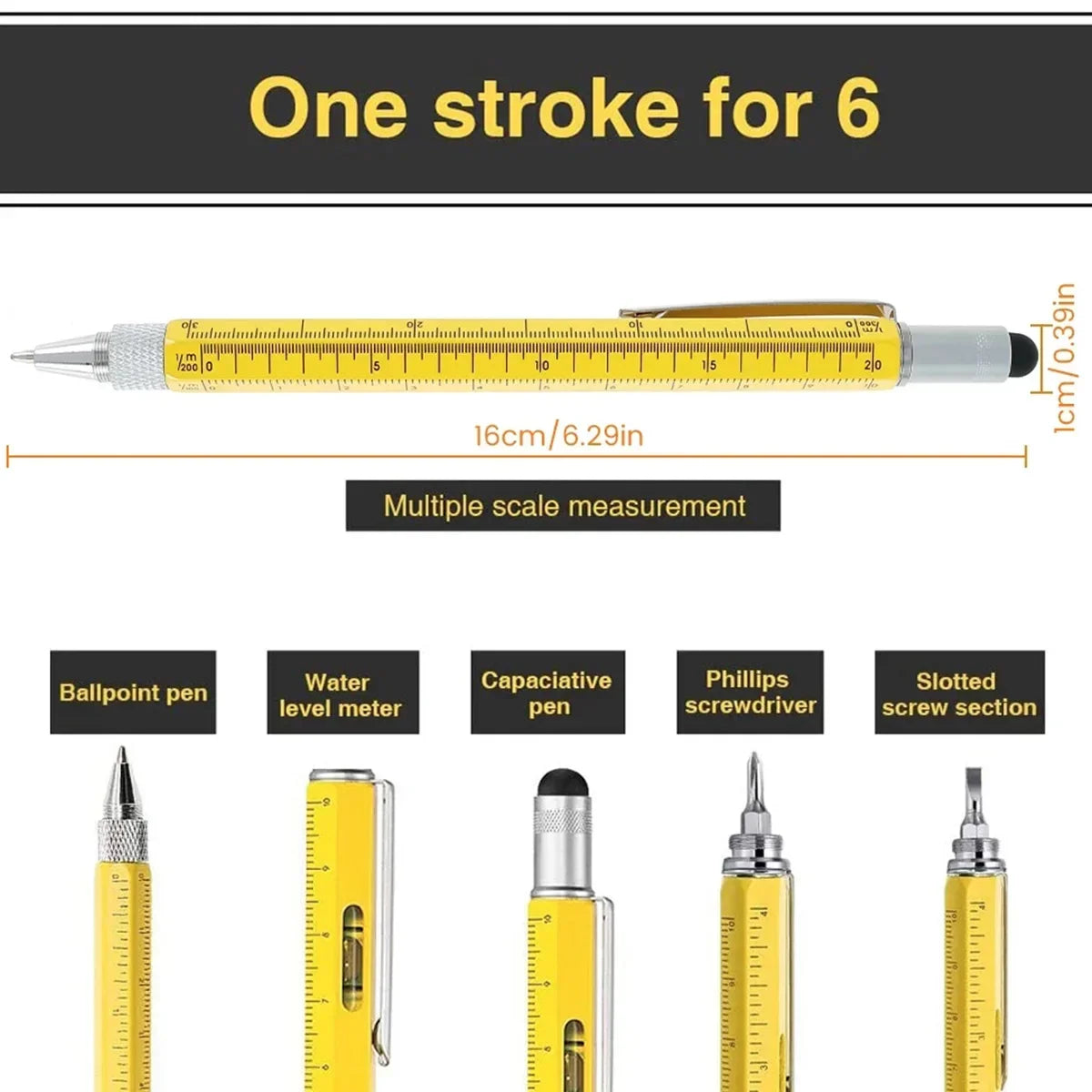 Multitool Pen Screwdriver Level Meter Mobile Phone Touch Screen Cross Screwdriver Flat-blade Screwdriver Scale Ballpoint Pen