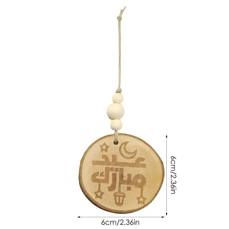 Wooden Ramadans Kareems Moon Print Decoration Hang Eid Mubaraks Muslims Islamic Pendant Mosque Party Festival Supplies