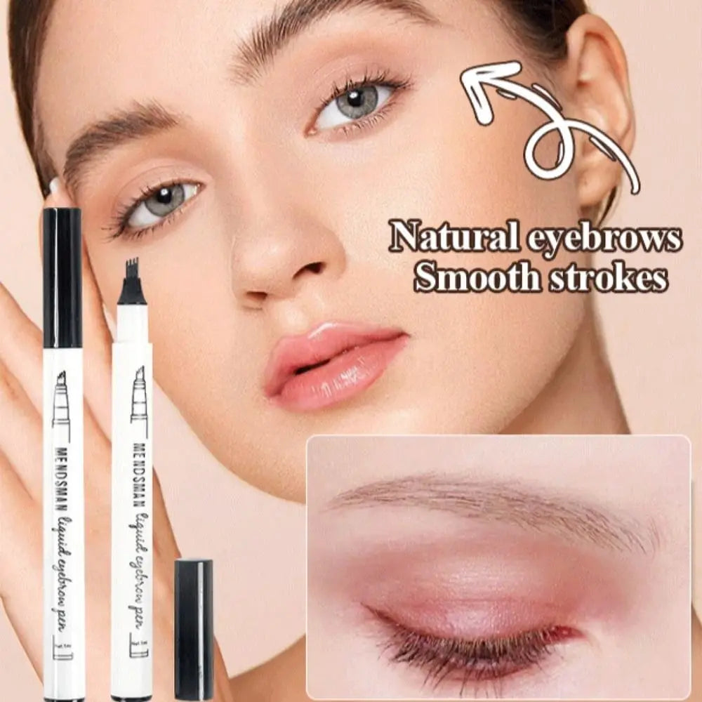 Eyebrow Enhancers 4 Points Eyebrow Pencil Waterproof Non-smudge Four Fork Tip Liquid Eyebrow Pen Quick Dry Long Lasting