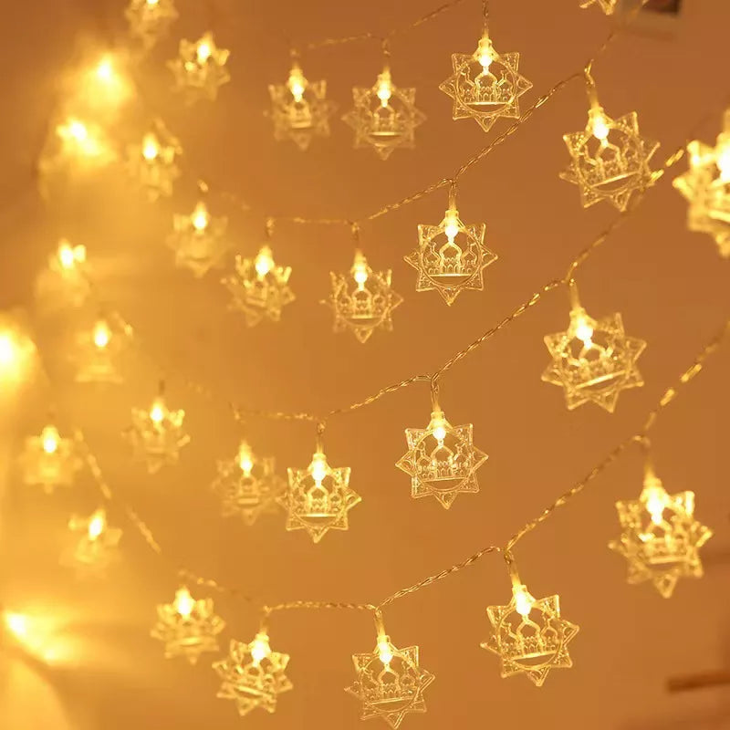LED Muslim Lights Moon Star Hanging Pendant Ramadan Decorations 2024 EID Mubarak Decor for Home Islam Party Supplies EID Kareem