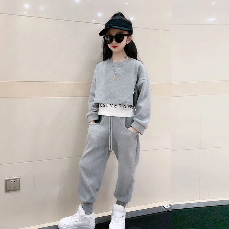 Girls Suits Spring Autumn Children Long Sleeve T-shirt + Pants Sports Hoodie 2pc Streetwear Casual Baby Girl Clothes Outfits