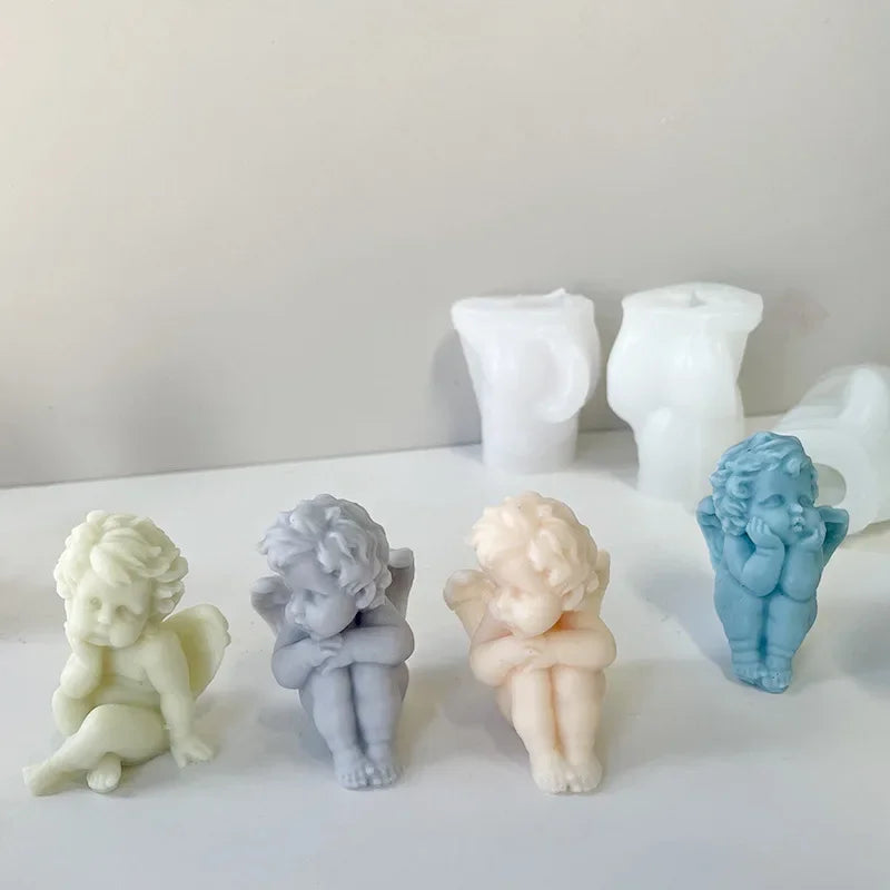 3D Little Angel Candle Silicone Mold Diy Handmade Cute Girl Angel Soap Plaster Crafts Decorative Resin Make Mould Party Gifts