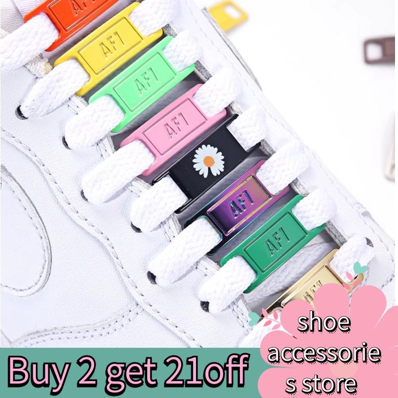AF1 Shoelaces Buckle Shoelace Metal Buckle Shoelaces Accessories Metal Lace Lock DIY Sneaker Kits 2pcs / pair