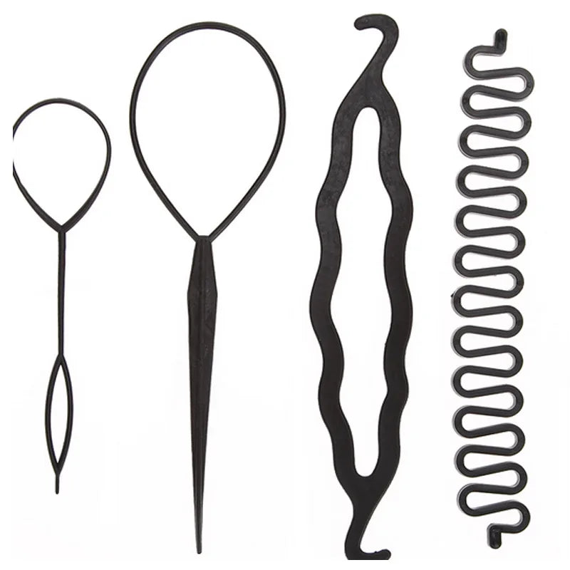 4 Pcs/set Multi-style Women Hair Twist Styling Clip Stick Maker DIY Hair Braiding Tools Hair Accessories Braider DIY Hairstyle