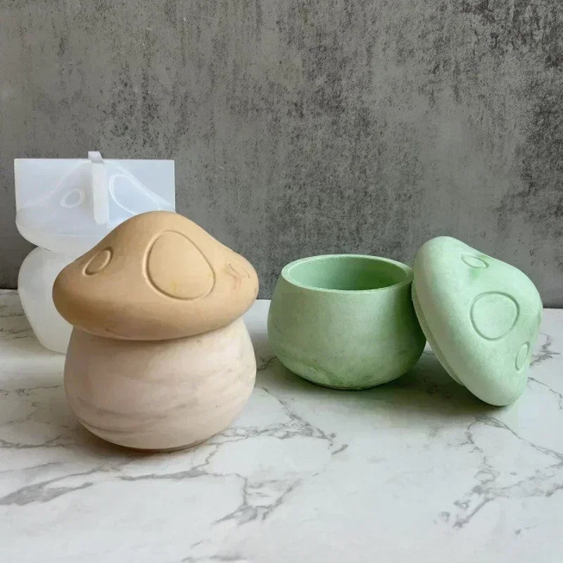 3D Mushroom House Silicone Mold Mushroom Storage Box DIY Aromatherapy Gypsum Candle Jar Jewelry Box Epoxy Resin Home Decor