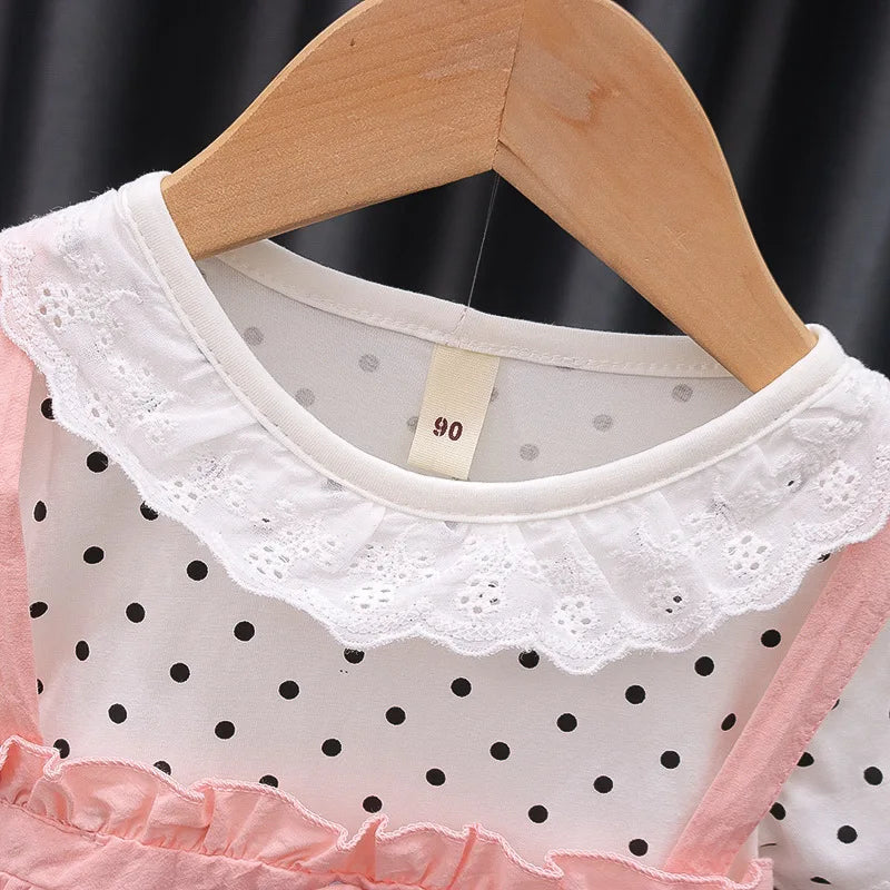 Summer Kid Girl Dress Lace Doll Collar Princess Dress Children Clothes Baby Girl Birthday Costume Toddler Party Dress A1027