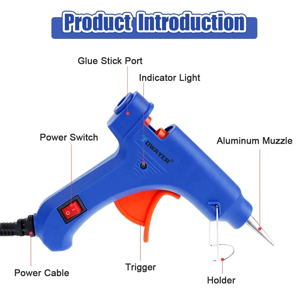 Hot Melt Glue Gun with 7mm*100m Glue Sticks 20W Electric Mini Household Heat Temperature Thermo Tool Industrial Repair Tools Gun