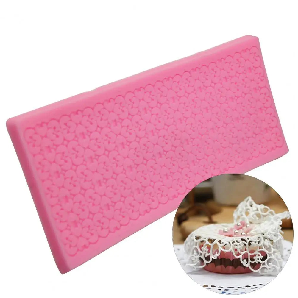 Durable Cake Trim Mold Food Grade Anti-deformed Fondant Mould Mat Heart Shape Lace Cake Trim Mold Baking Mould