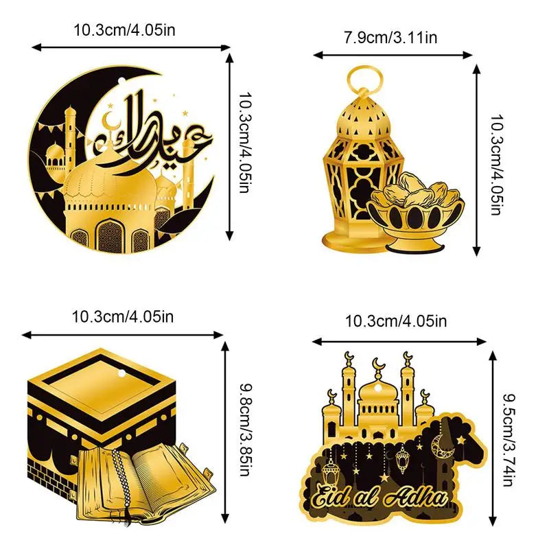 12pcs Eid Mubarak Ornaments Pendant Ramadan Decoration for Home 2024 Muslim Islamic Party Supplies Ramadan Kareem Gifts