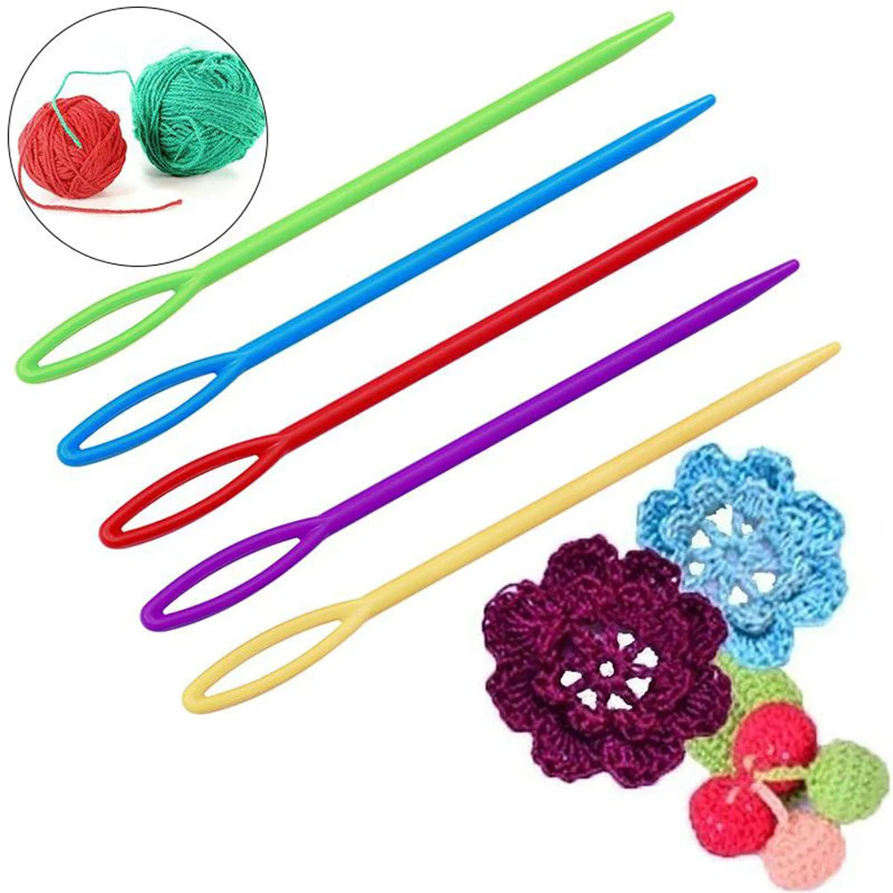 100pcs 5.5/7/9/15cm Plastic Knitting Sewing Needles For Crafts Sweater Clothing Shoes DIY Kniting Needles Cusp Crochet Hooks