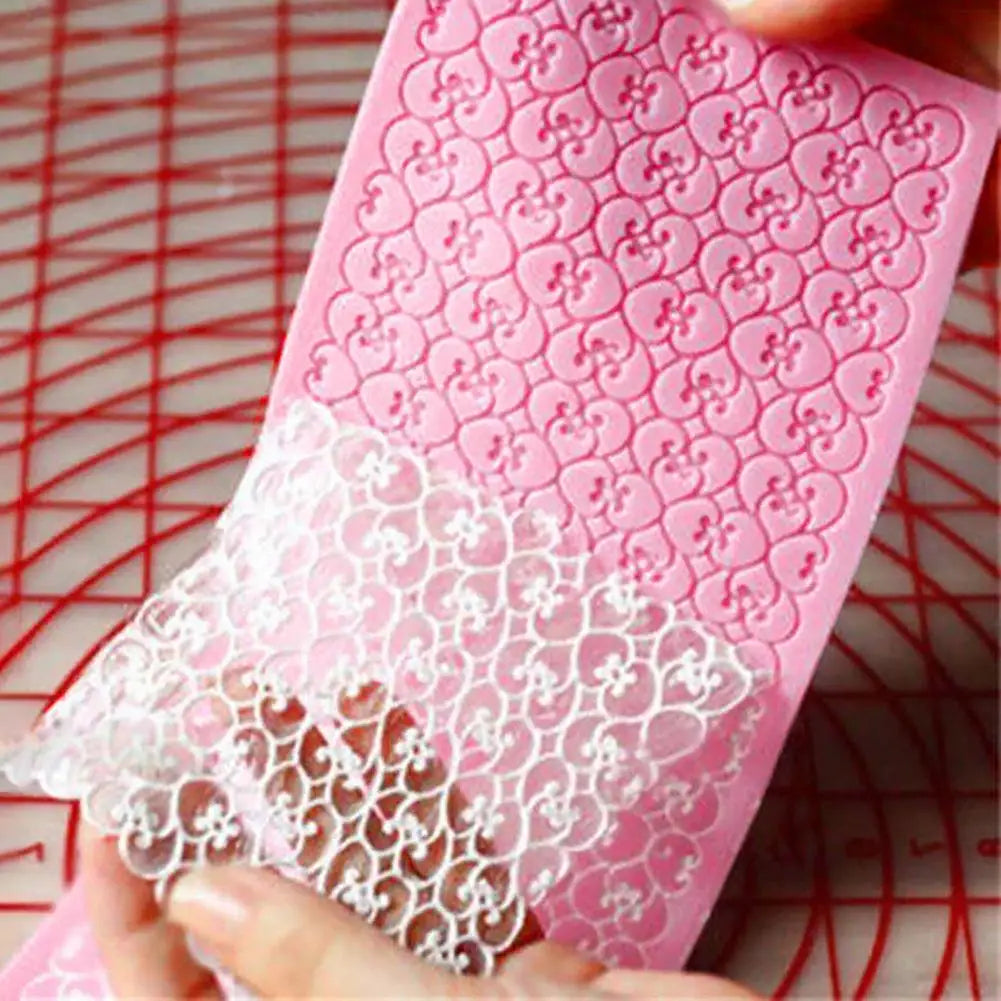 Durable Cake Trim Mold Food Grade Anti-deformed Fondant Mould Mat Heart Shape Lace Cake Trim Mold Baking Mould