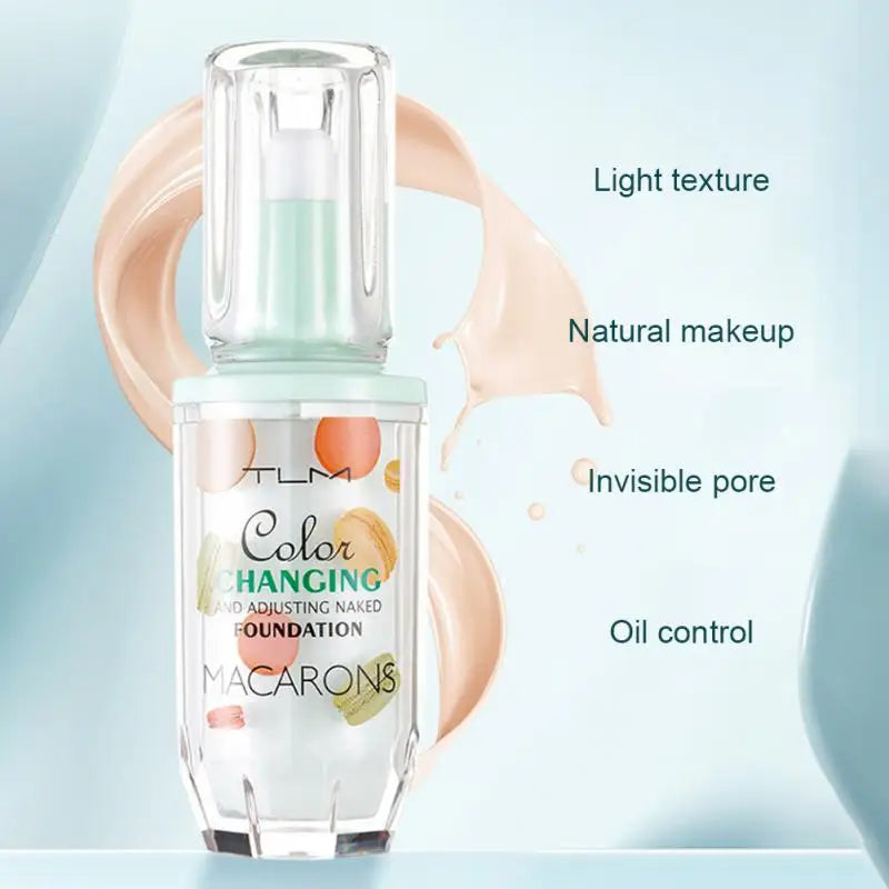 TLM 3Colors Temperature Change Liquid Foundation Long-lasting Moisturizing Makeup Sticky Skin Color Face Liquid Foundation