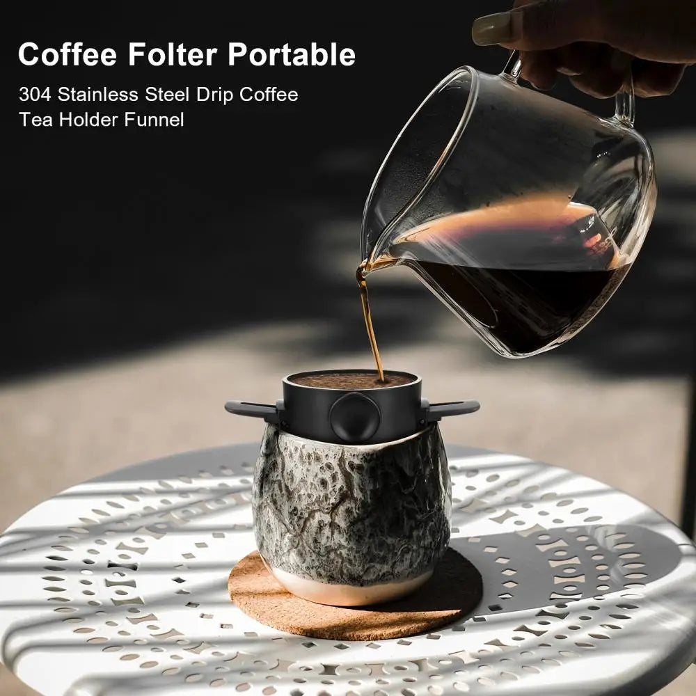 Portable Foldable Coffee Filter Stainless Steel Easy Clean Reusable Coffee Funnel Paperless Pour Over Holder Coffee Drippers