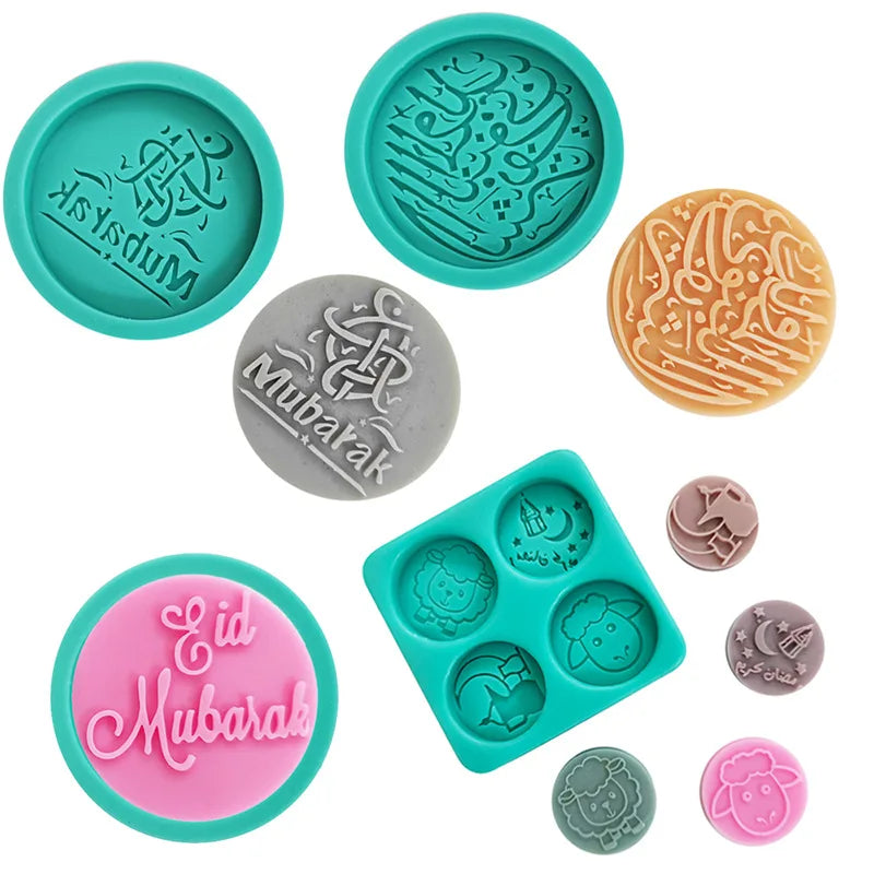 Mini Eid Mubarak Chocolate Biscuit Silicone Mold Fondant Cookie Sugar Cake Decorative Islamic Muslim Festival Baking Accessories