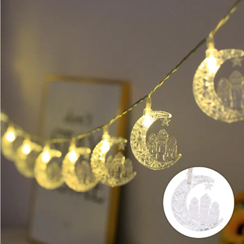 LED Muslim Lights Moon Star Hanging Pendant Ramadan Decorations 2024 EID Mubarak Decor for Home Islam Party Supplies EID Kareem