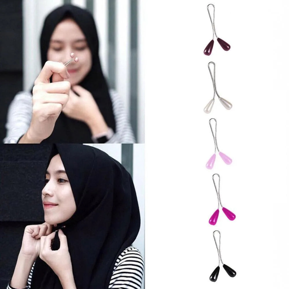 Multicolor Headscarf Pins Clips Pearl Hijab Scarf Clip Lady Brooch Muslim Arab Shawl Islamic Accessories Pearl Pin Women Jewelry
