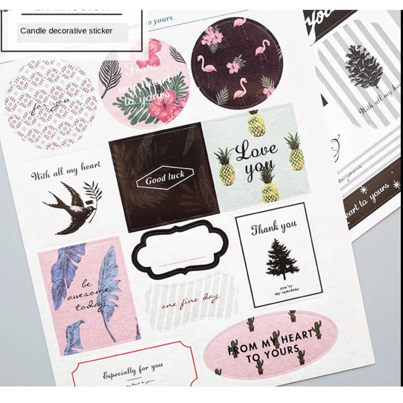 Candle jar decorative sticker handmade diy making Candle color mixed sticker black white sticker packaging sticker candles