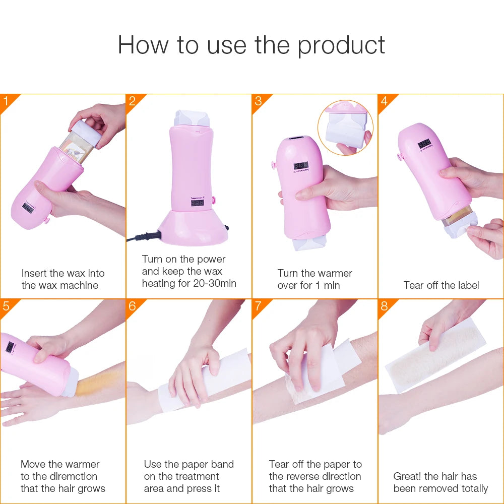 Epilatory Waxing Kit Electric Wax Warmer Rolling Depilatory Wax Heater Machine For Hair Removal Paraffin Heater with Honey Scent