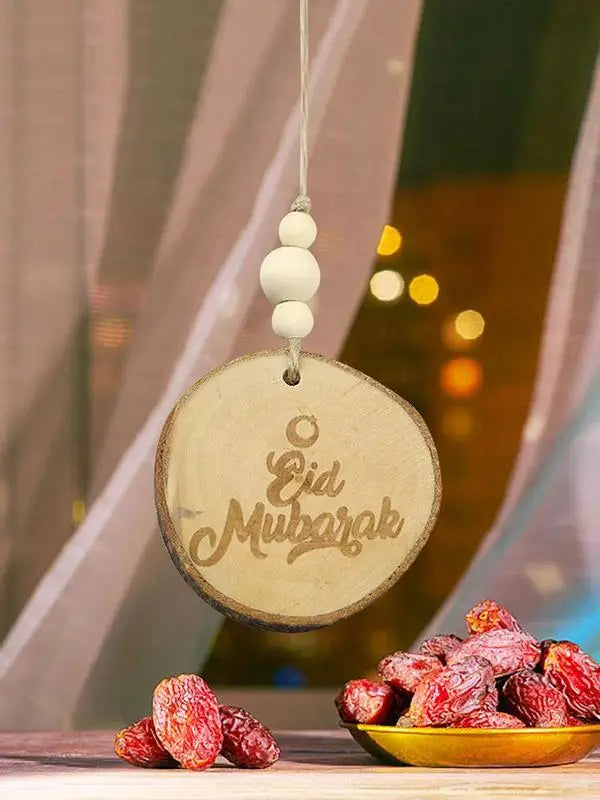 Wooden Ramadans Kareems Moon Print Decoration Hang Eid Mubaraks Muslims Islamic Pendant Mosque Party Festival Supplies