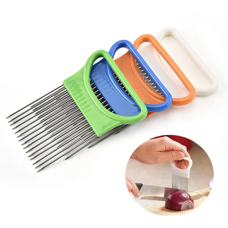Kitchen Cutting Tools Tomato Onion Vegetable Slicer Cutting Aid Stand Guide Cutter Fork Safe Vegetable Gadgets Accessories