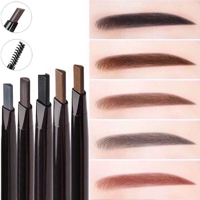 5 Color Double Ended Eyebrow Pencil Waterproof Long Lasting No Blooming Rotatable Triangle Eye Brow Tattoo Pen Makeup