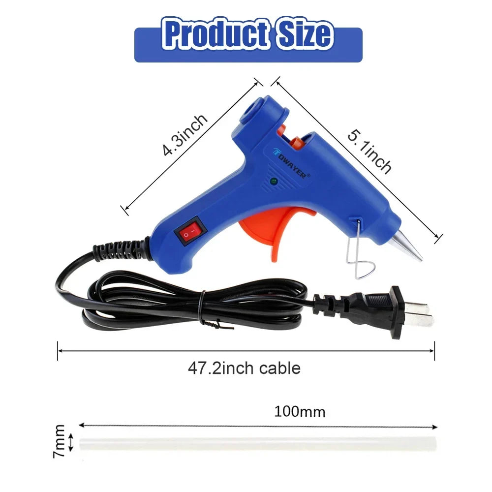 Hot Melt Glue Gun with 7mm*100m Glue Sticks 20W Electric Mini Household Heat Temperature Thermo Tool Industrial Repair Tools Gun