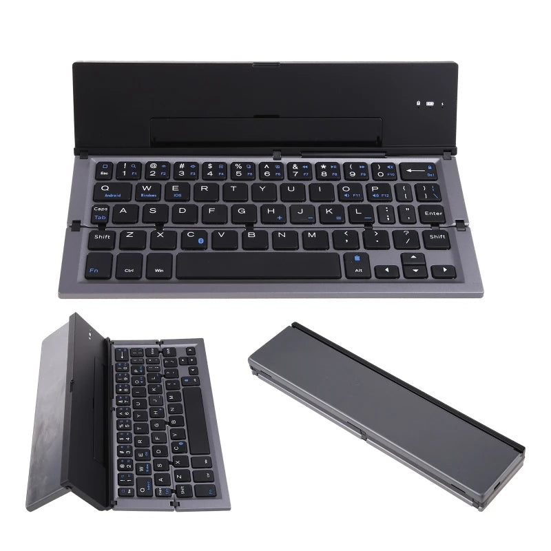 Foldable Rechargeable Keyboard Mini Wireless Bluetooth-compatible Keyboards Aluminum Alloy Portable Travel Office Home