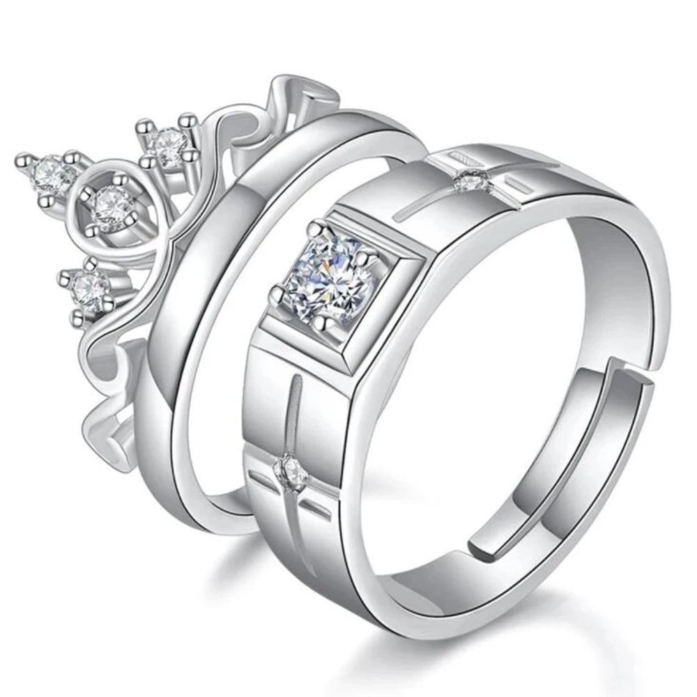 925 sterling silver new jewelry fashion couple ring engagement wedding anniversary gift woman man crown open ring