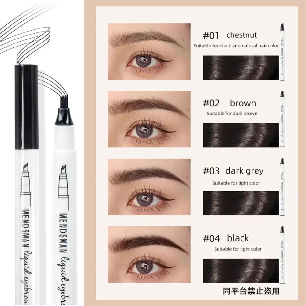 Eyebrow Enhancers 4 Points Eyebrow Pencil Waterproof Non-smudge Four Fork Tip Liquid Eyebrow Pen Quick Dry Long Lasting