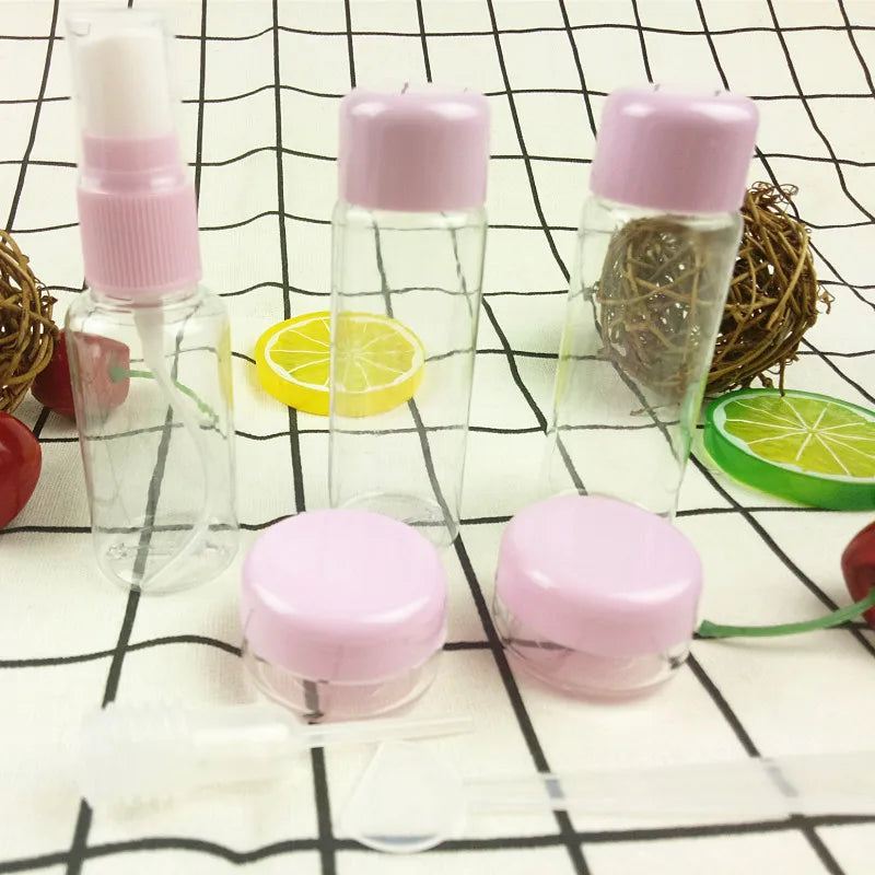 7pc/Set Travel Mini Makeup Cosmetic Face Cream Pot Bottles Plastic Transparent Empty Make Up Container Bottle Travel Accessories
