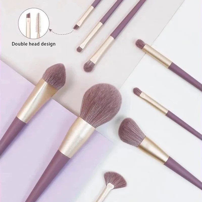 9Pcs Purple Makeup Brushes Set Super Soft Eyeshadow Eyebrow Brush Cosmetics Foundation Blush Contour Makeup Brushes Beauty Tools